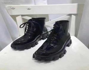 Fashionville 2019090503 Schwarzes Patentleder Schnürung Daddy Sneakers Plattform Outdoor Flat Low Heelsboots sexy boyish1273881