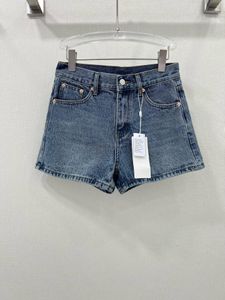 Summer Luxury Top Men's and Women's Casual Sports Pants Digital Back Leather Label Denim Shorts vald Importerad denimtyg Hot Pants S-L