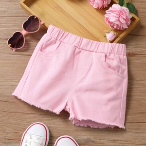 Shorts Preschool girls cotton shorts basic solid color regular shorts d240516