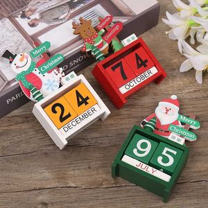 Decorative Objects Figurines Desktop Christmas Tree Santa Claus DIY Decoration Wooden Calendar 2024 New Year Party Gifts H240516