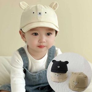 Caps Hats Cute Bear Ear Baby Baseball Hat Summer Short Brim Baby Sun Hat Cartoon Baby Boy Girl Cotton Pea Hat WX