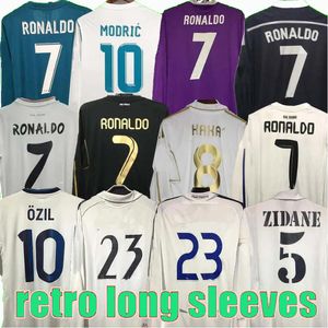 レトロレアルマドリードサッカージャージーロングスリーブサッカーシャツGuti Ramos Seedorf Carlos 10 11 12 13 15 16 17 Ronaldo Zidane Raul 00