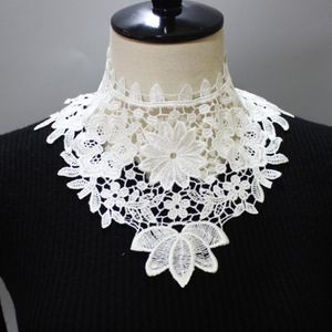 Women Lace Floral Fake Collars Ladies Shirts Detachable Collar White Black Embroidery Necklace False Shawl Decorative Bow Ties 285T