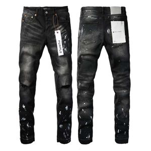 Lila Marke Jeans American High Street Black Paint Distressed 9002