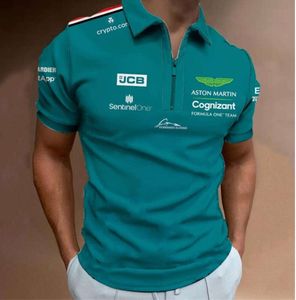 Masculino pós moda Aston Martin the-shirts piloto de corrida espanhol Fernando Alonso 14 e Stroll 18 grandes camisas de pólo 5916ess