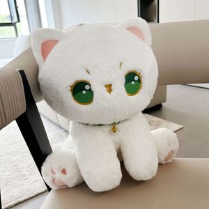 35 -сантиметровый каваи кошки плюшевые фаршированные игрушки из белых кошек с зелеными глазами плюшит аниме животные кукла для детей девочки рождественские подарки