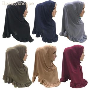 Abbigliamento etnico Maestro musulmano pronto a indossare il pizzo hijab hijab su al-amira Muslima Shawl Head Warp della fascia islamica