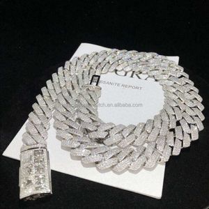 Anpassade hiphop -smycken VVS1 Iced Out Cuban Chain 925 Silver 15mm 14mm 12mm Diamond Cuban Chain