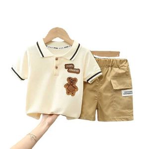 Zestawy odzieży 2024 Summer Baby Boys Zestaw odzieży moda haftowa koszulka z krótkim rękawem+szorty 2PCS WX524554