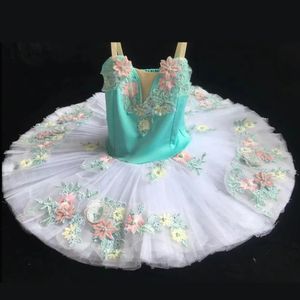 Professional Ballet Tutu Kids Girls Ballet Tutu Adulto Women White Ballerina Party Belly Dance Costumes Flower Embroidery Dress 240514