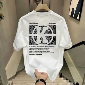 Herr t-shirts herrar harajuku mode grafik t-shirt kpop brev tryckning avslappnad sommar kort ärm hip hop o-hals svart skjorta topp street kläder q240515