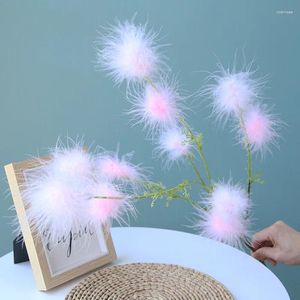 Decorative Flowers Artificial Flower 4 Color 11 Head Feathers Ball Fake Home Wedding Banquet Christmas Decoration