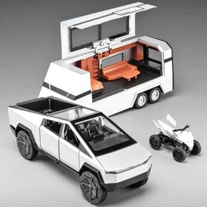 Modelo Diecast Cars 1 32 meninos Toy Car Cybertruck Model Silver Pickup Truck Diecast Metal Toy Car com som e luz adequado para crianças de 3 anos WX