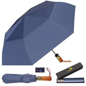 New-vi 54 Inch Compact Large Golf Oversize Double Canopy Vented Waterproof Automatic Open Close Fold Travel Heavy Duty Umbrella for Rain Windproof