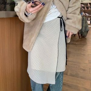 Kjolar kvinnor prick mode koreansk anbud enkel a-line all-match vintage hög midja street streetwear y2k designad chic