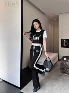 Women's Two Piece Pants designer summer new design short sleeve letter print t-shirt and elastic waist long pants twinset 2 pc sports casual suit SML I0MB
