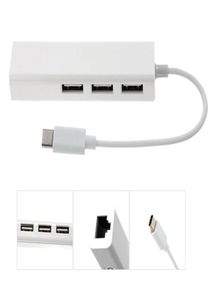 Höghastighetskontakter USB HUB Typ C till Ethernet Adapters 3 Ports RJ45 10100Mbps Network Card LAN Adapter USBC för MacBook4149119