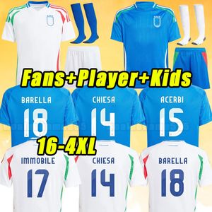 24 25 BONUCCI SOCCER Jerseys 2024 2025 Italys Home Isigne Italia Verratti Chiellini Chiesa Barela Barella Fatical Shirts Wersja dla dorosłych mężczyzn Zestawy dla dzieci 3xl 4xl