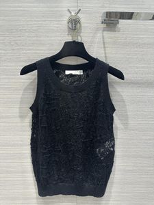 2024 New Spring Summer O Neck Sleeveless Milan Runway Tees High End Jacquard Women's Designer Tops Brand Same Style Sweater 0516-8