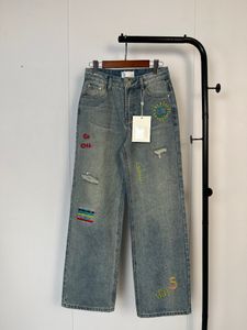 Frauen Jeans mit hoher taillierter Designerin mit geradem Durchgang mit Weitbeinhosen dünne Frauen-Casual Hosen Damen Jeans zeigen