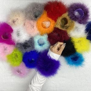 Bangle Arm Cuff Ostrich Feather Women Bracelet Hair Accessories Real Furry Hand Cuffs Fashion Ring Wristband Slap Bracelets