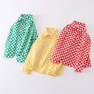 2024 Camisas de meninos da primavera Tops xadrez para crianças Manga longa Blusa Criança Criança de roupas de vestuário de verão Casas de casacos L2405
