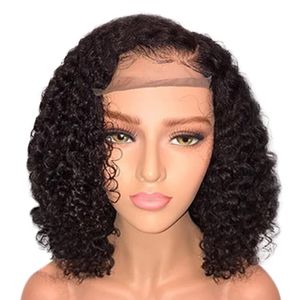 Deep Curly Human Hair Front Lace Bob Wigs 4x4 5x5 13x4 13x6 Glueless spets peruker PRE PLUCKED Natural hårfäste