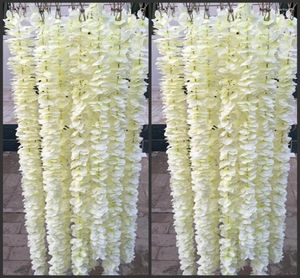 Flores decorativas elegantes 1 m Cada corda de material de casamento branco Orquídeas Orquídeas Flor Vine Moda Garland para decoração de jardim de festas