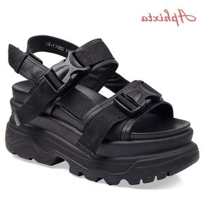 Platform Aphixta Kama 8cm 797 Sandalet Yüksek Topuklu Ayakkabı Kadın Toka Deri Tuval Yaz Zapatos Mujer Kama Sandal 230807 S B S 908 D 3962