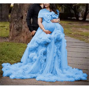 Long Pregnancy Photoshoot Woman Photography Pregnant Clothing Tulle Ruffle Maternity Lace Robe Photo Shoot Dress