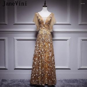 Party Dresses JaneVini Charming A Line Long Prom 2024 V Neck Lace Embroidery Beaded Tulle Floor Length Formal Gowns Idos De Gala