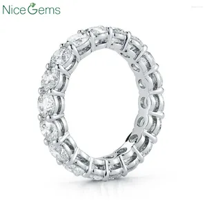 Cluster Rings NiceGems 14K 585 White Gold1.8ctw лаборатория выращенная Roud Brilliant Diamonds Eternity Band Stackable Ring Wedding