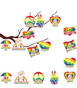 Decorazione del festival arcobaleno LGBT all'ingrosso LGBT 8pcs/set bandiera bandiera di carta a ciondolo arcobaleno decorazione amore amore bandiera arcobaleno amore ciondolo creativo