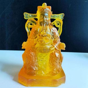 Dekoracyjne figurki Dobre Asia Home Company Luck Of Wealth Magon Sanktuarium Ołtarz Kult Kult Yellow Crystal Cai Shen Ye Buddha Statua