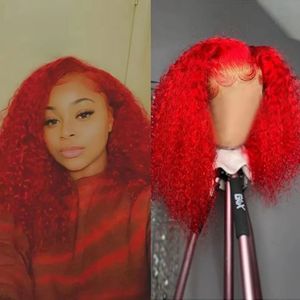 Mogolian Hair Blue Red Kinky Curly Lace Front Wig 180 Density HD Lace Frontal Wig Colored Transparent Orange /Grey Synthetic Lace Front Wigs Preplucked