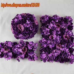 Декоративные цветы 10 шт/лот пурпурная искусственная роза гидрангейская пион цветочная настенная дорога