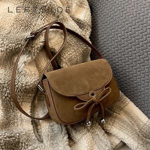 Leftside Soft Suede Crossbody Bag for Women Winter Korean Fashion Flap Bag Kvinnliga små enkla handväskor och plånböcker 240516