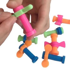 Decompression Toy Childrens 4-piece colored ABS screw toys rotating screws pencil case sensors pressure relief Fidget toys for children with autism gifts B240515