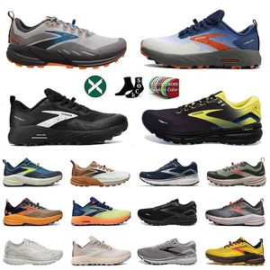 2024 Ny modedesigner Brooks Running Shoes Cascadia 17 Ghost 15 Triple Black White vandring Stöttabsorption Kvinnor Män Sneakers