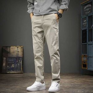 Calça masculina calças retas roupas de verão algodão casual calça de cor sólida comum y240513