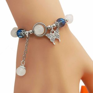 Pulseira de borboleta feminino Instagram design pequeno tesouro azul marinho cinza luar de bênção de bênção para presentes de manutenção de garotas