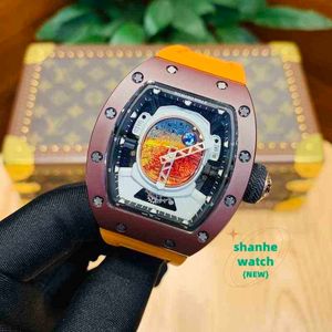 RM Watch Date Luxury Mens Mechanical Watch Barrel RM52-05 Series 2824 ألياف ألياف الكربون الألياف الترفيه