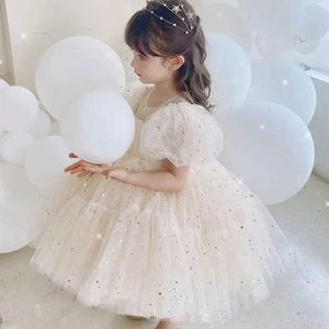 Sukienki dziewczynki 12 ma Dziecko 1st urodzinowy chrzt sukienka dla dziewczynki puff rękaw