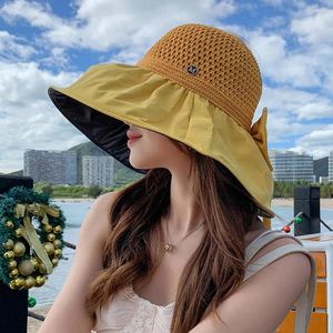 قبعات واسعة الحافة في الهواء الطلق قبعة بنما UV حماية قابلة للطي غطاء الشمس دلو شاطئ الشمس