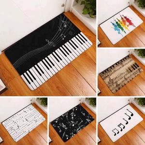 Música de carpete Piano nota de impressão tapete de halloween anti -deslize cozinha banheiro piso de piso de carpete lavável decoração de quarto de casa h240516