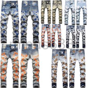 Designer di jeans maschile High Street Star Patch Domande pannelli ricami pannelli Stretch Slim-Fit Pants Times 29/30/31/32/33/34/36/38/40/42 Panj