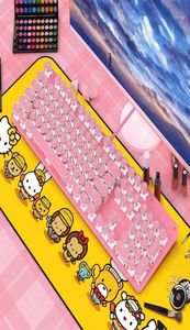 Real mechanical keyboard green axis cute girl net red girl heart pink round button game punk1288h6063388