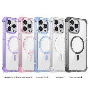 Casos de choque de carregamento sem fio magnéticos para iPhone 15 Pro Max 14 Plus 13 12 Samsung S24 Ultra S23 Fe S22 Clear plástico duro TPU HYBRID HYBRID