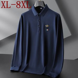 8xl 7xl 6xl autumnファッションプリント男性用のポロTシャツ長袖ルーズメンズシャツ最高品質のカジュアルポロスhomme 240515