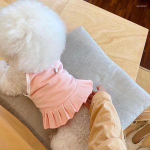 Vestido de cachorro cães de estimação coagues de algodão rosa amarelo saia macia chihuahua filhote pequeno colete médio yorkshire ropa perro